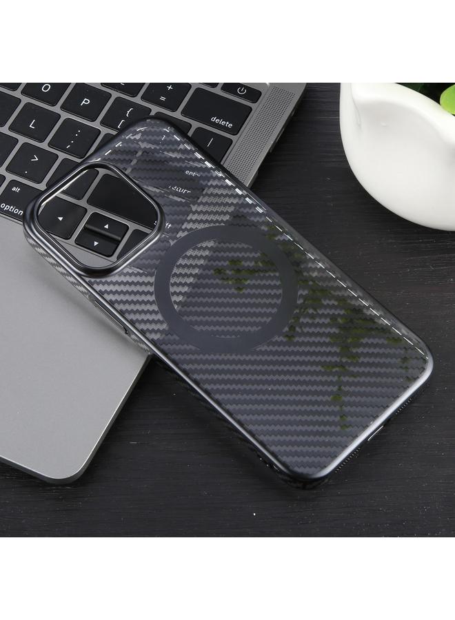 S-TOP Case For iPhone 14 Plus 6D Plated Carbon Fiber Clear Magsafe PC Phone Case - Image 2