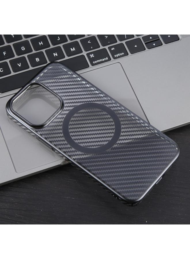 S-TOP Case For iPhone 14 Plus 6D Plated Carbon Fiber Clear Magsafe PC Phone Case - Image 4