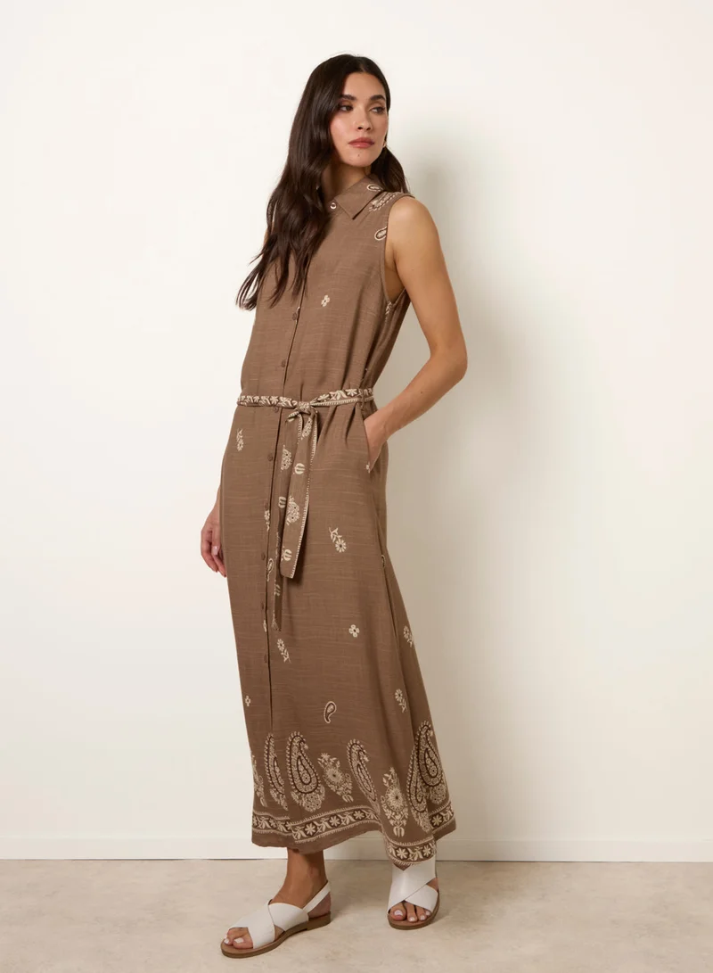 Blue Vanilla Dress With Paisley &amp; Floral Print