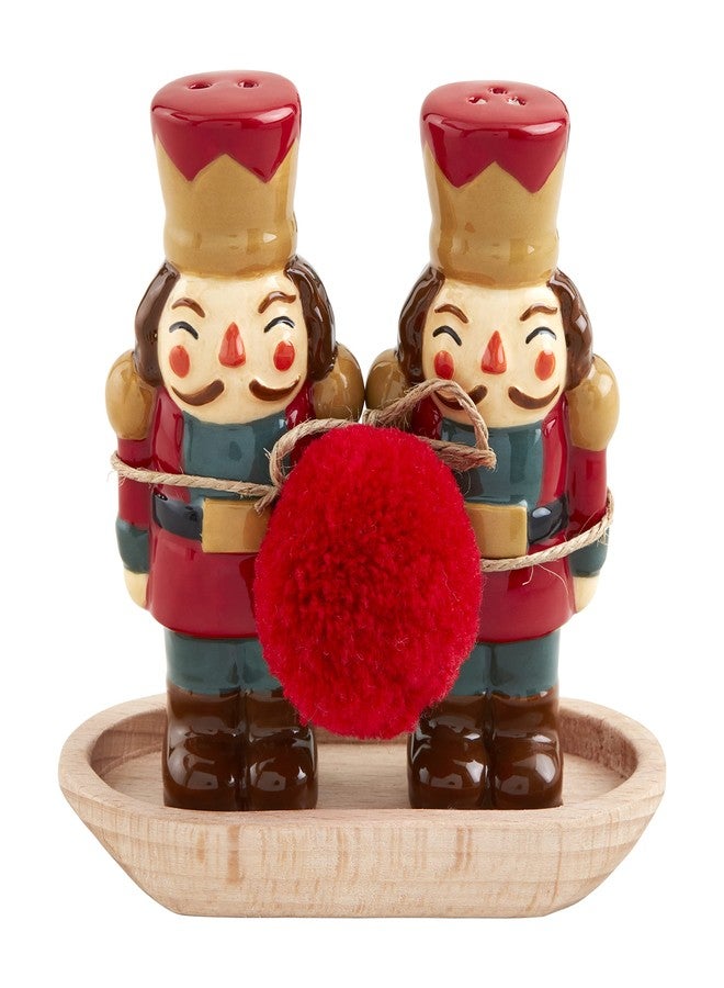 Mud Pie Nutcracker Salt and Pepper Set; shaker 3 1/4" x 3 3/4"
