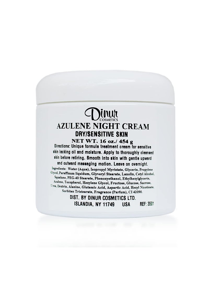 Dinur Cosmetics Azulene Night Cream for DrySensitive Skin Good for Hydration Intensive Care Tightens Skin 16 oz 454 g 