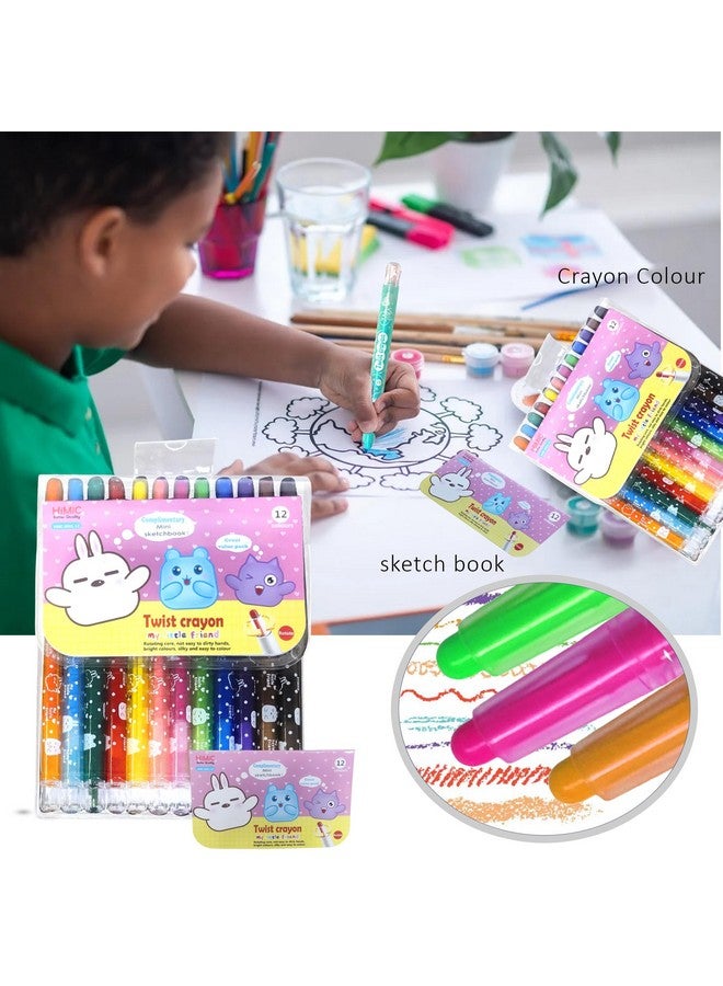 FunBlast Twist Crayons For Kids|12 Pcs Multicolor Crayon Set With Coloring Book For Kids|Coloring Kit For Kids|Crayon For Drawing & Painting For Kids|Art & Craft Kit|Birthday Return Gifts For Kids - Image 5
