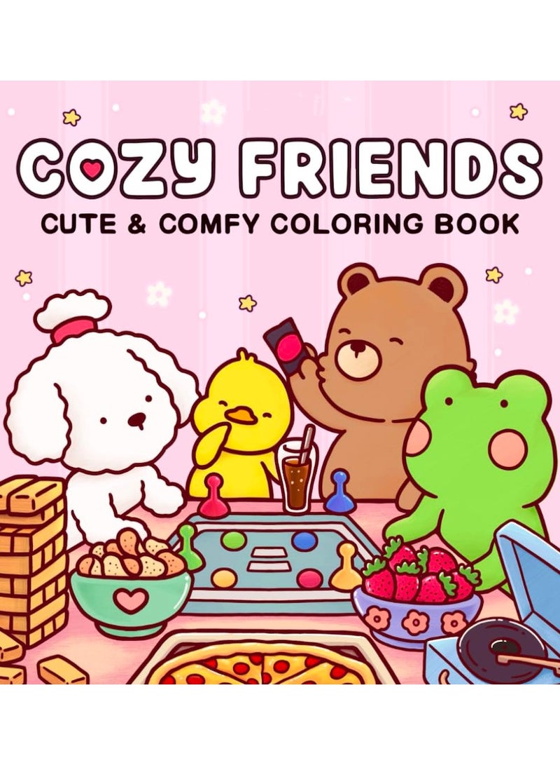 أصدقاء حميمون: كتاب تلوين للكبار والمراهقين، 40 صفحة مرسومة يدويًا، 8.5 × 8.5 بوصة، مطبوعات عالية الدقة، صور واضحة، تتميز بشخصيات حيوانات لطيفة للغاية بتصميمات سهلة وبسيطة للاسترخاء. - Image 1