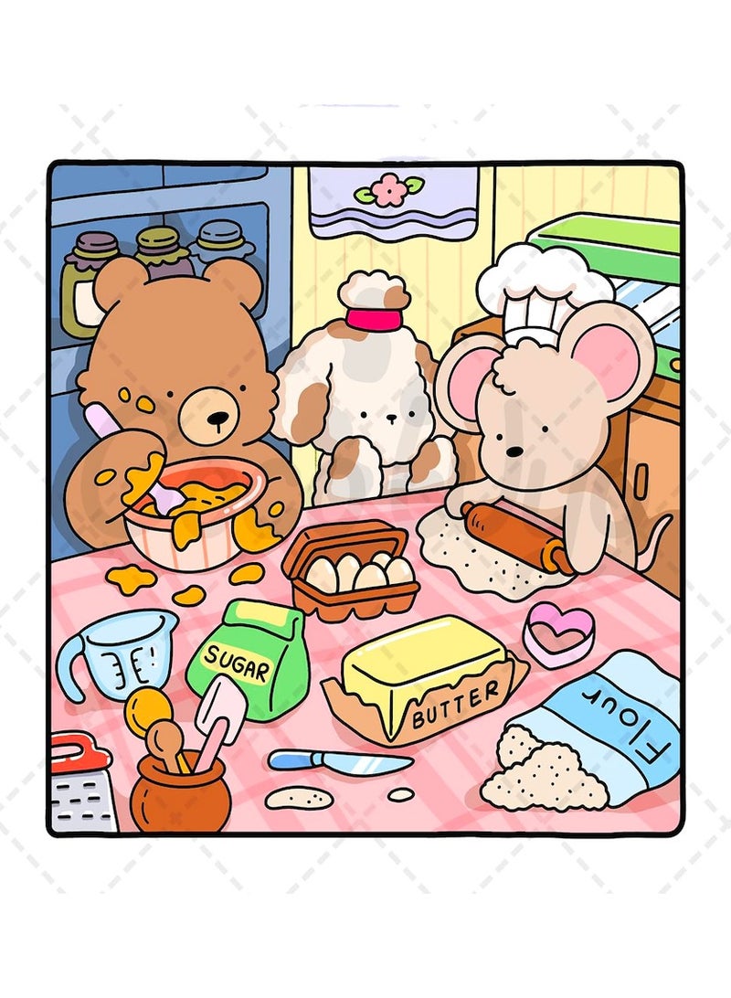 أصدقاء حميمون: كتاب تلوين للكبار والمراهقين، 40 صفحة مرسومة يدويًا، 8.5 × 8.5 بوصة، مطبوعات عالية الدقة، صور واضحة، تتميز بشخصيات حيوانات لطيفة للغاية بتصميمات سهلة وبسيطة للاسترخاء. - Image 2