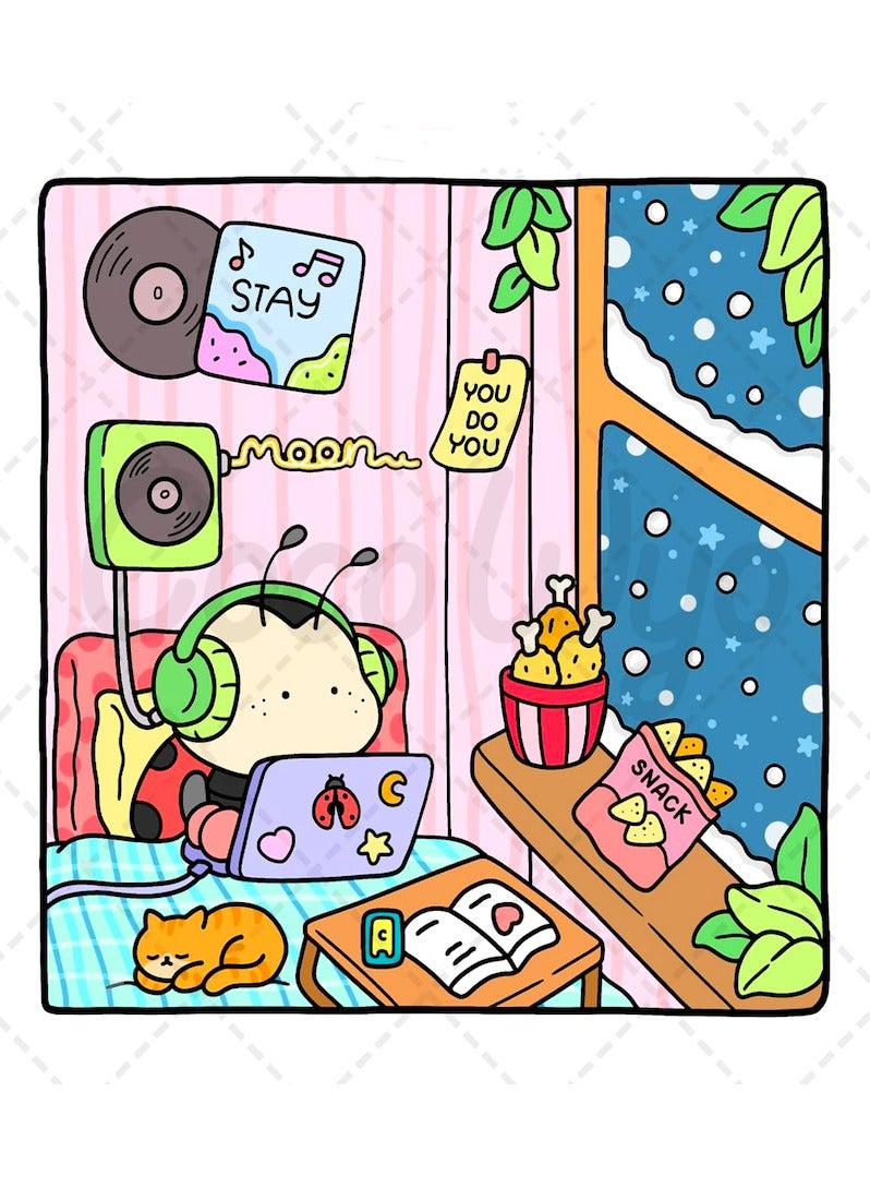 أصدقاء حميمون: كتاب تلوين للكبار والمراهقين، 40 صفحة مرسومة يدويًا، 8.5 × 8.5 بوصة، مطبوعات عالية الدقة، صور واضحة، تتميز بشخصيات حيوانات لطيفة للغاية بتصميمات سهلة وبسيطة للاسترخاء. - Image 3