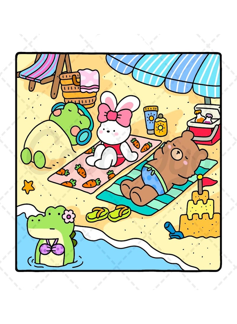 أصدقاء حميمون: كتاب تلوين للكبار والمراهقين، 40 صفحة مرسومة يدويًا، 8.5 × 8.5 بوصة، مطبوعات عالية الدقة، صور واضحة، تتميز بشخصيات حيوانات لطيفة للغاية بتصميمات سهلة وبسيطة للاسترخاء. - Image 4