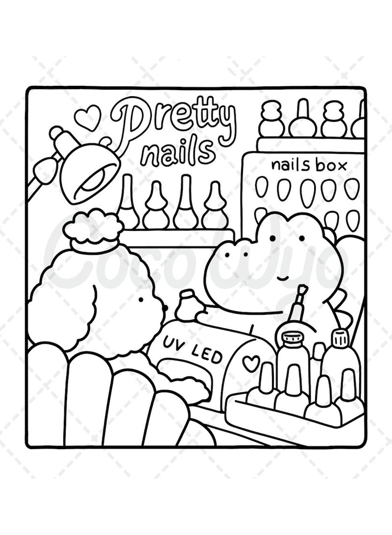 أصدقاء حميمون: كتاب تلوين للكبار والمراهقين، 40 صفحة مرسومة يدويًا، 8.5 × 8.5 بوصة، مطبوعات عالية الدقة، صور واضحة، تتميز بشخصيات حيوانات لطيفة للغاية بتصميمات سهلة وبسيطة للاسترخاء. - Image 5