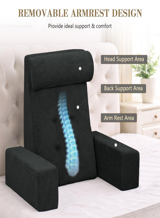 TANYOO Back Pillow for Bed Sitting Up, Upright Pillows for Sleeping & Lumbar Relief, Dual-Layer Back Support Pillow with Adjustable Headrest, Black - Image 5