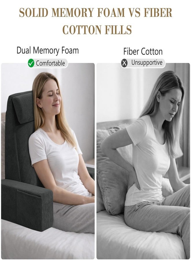 TANYOO Back Pillow for Bed Sitting Up, Upright Pillows for Sleeping & Lumbar Relief, Dual-Layer Back Support Pillow with Adjustable Headrest, Black - Image 4