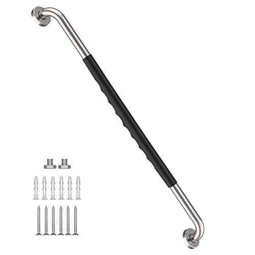 Munzong 36 Inch Shower Grab Bar wAnti Slip Rubber Grip Munzong Stainless Steel Bathroom Grab Bar Chrome Bathroom Balance BarSafety Handrail SupportHandicap Injury Elderly Senior Assist Bath Handle - Image 1