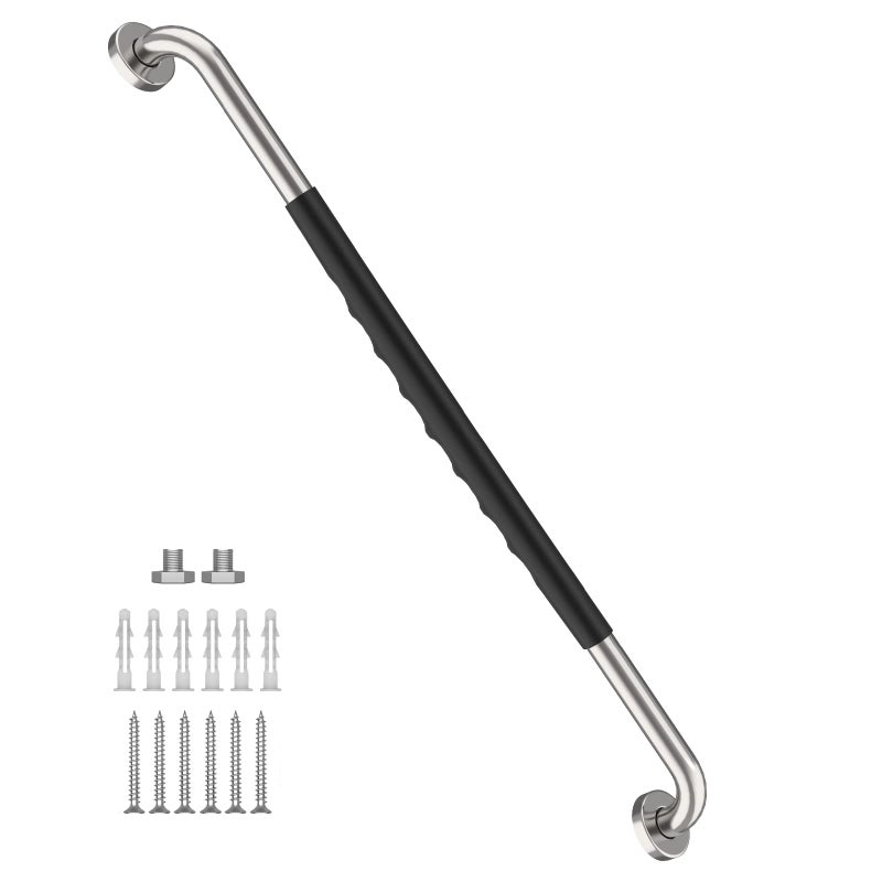 Munzong 36 Inch Shower Grab Bar wAnti Slip Rubber Grip Munzong Stainless Steel Bathroom Grab Bar Chrome Bathroom Balance BarSafety Handrail SupportHandicap Injury Elderly Senior Assist Bath Handle - Image 2