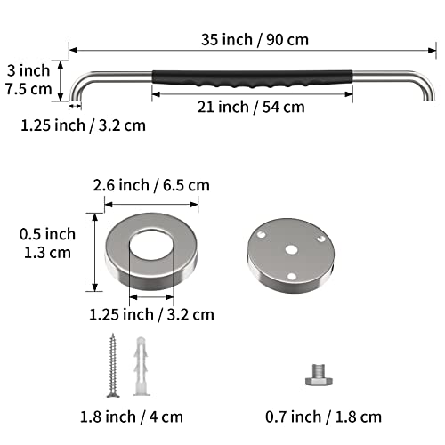 Munzong 36 Inch Shower Grab Bar wAnti Slip Rubber Grip Munzong Stainless Steel Bathroom Grab Bar Chrome Bathroom Balance BarSafety Handrail SupportHandicap Injury Elderly Senior Assist Bath Handle - Image 3