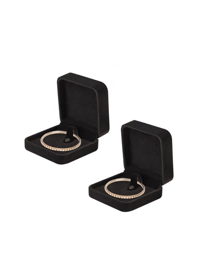 2-Pack Black Velvet Bracelet Bangle Gift Box, 3.6x3.6x1.6 Inch Jewelry Display Storage Case - Image 1