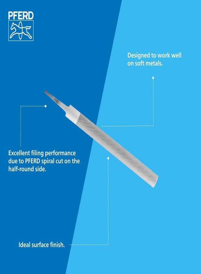 PFERD 10" Aluminum File - Half-Round, Cut 0, Precision Filing Tool for Soft Metals - High-Quality Steel - Pack of 1 - Part #17107P - Image 2