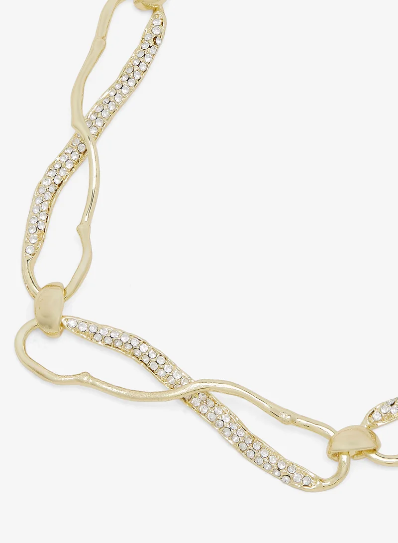 ايلا Gold Accent Asymmetrical Rhinestone Detail Necklace
