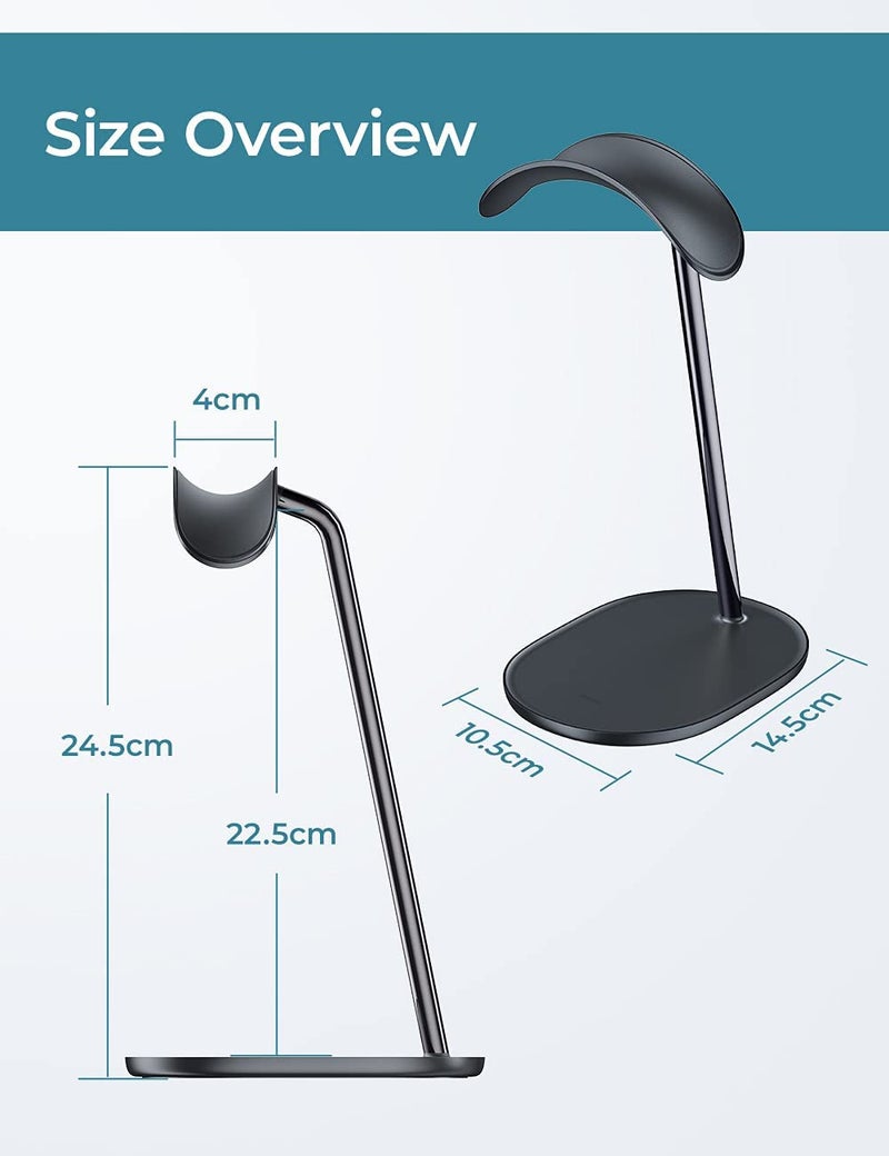 BENKS Desktop Headphone Stand Universal Headset Holder Hanger Mount Aluminum with Protective Silicone Pad, Gaming Headset Accessories, Compatible with AirPods Max, Beats, Bose, Sony and so on(Black) - Image 5