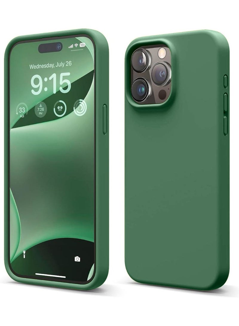 Delivus iPhone 14 Pro Case Silicone Cover Soft Liquid Gel Rubber Cover Anti-Scratch Anti-Fingerprint Anti-Drop (Green) - Image 1