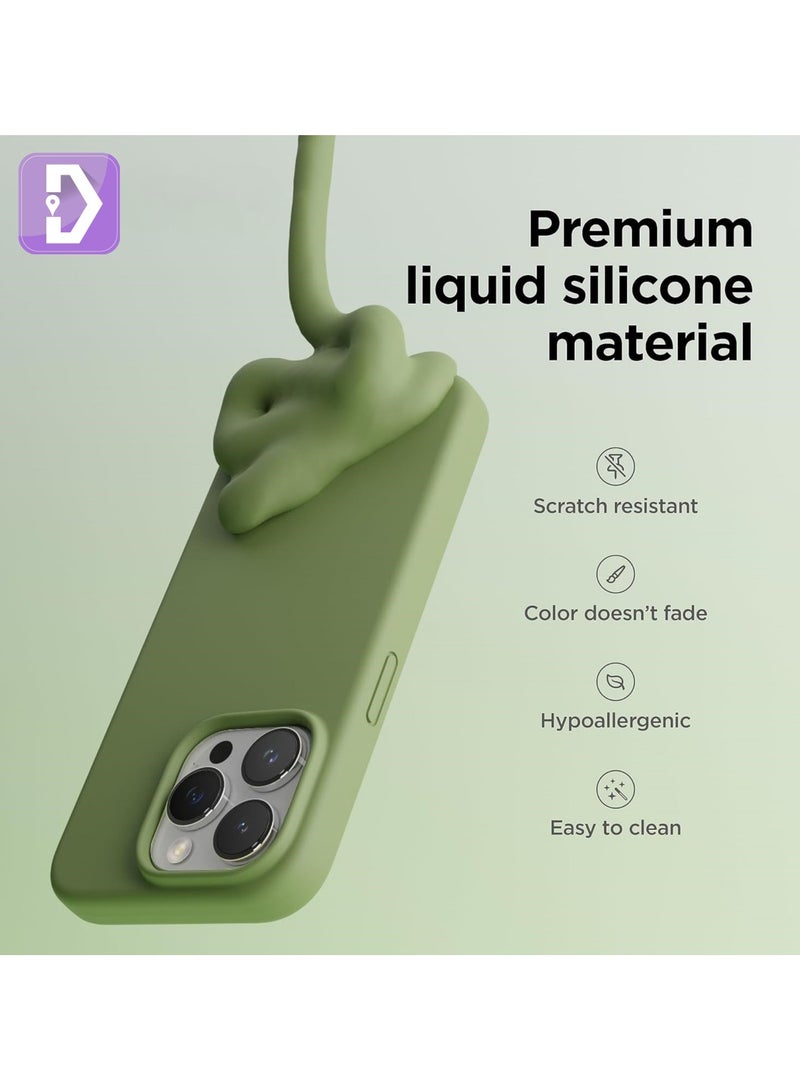 Delivus iPhone 14 Pro Case Silicone Cover Soft Liquid Gel Rubber Cover Anti-Scratch Anti-Fingerprint Anti-Drop (Green) - Image 2