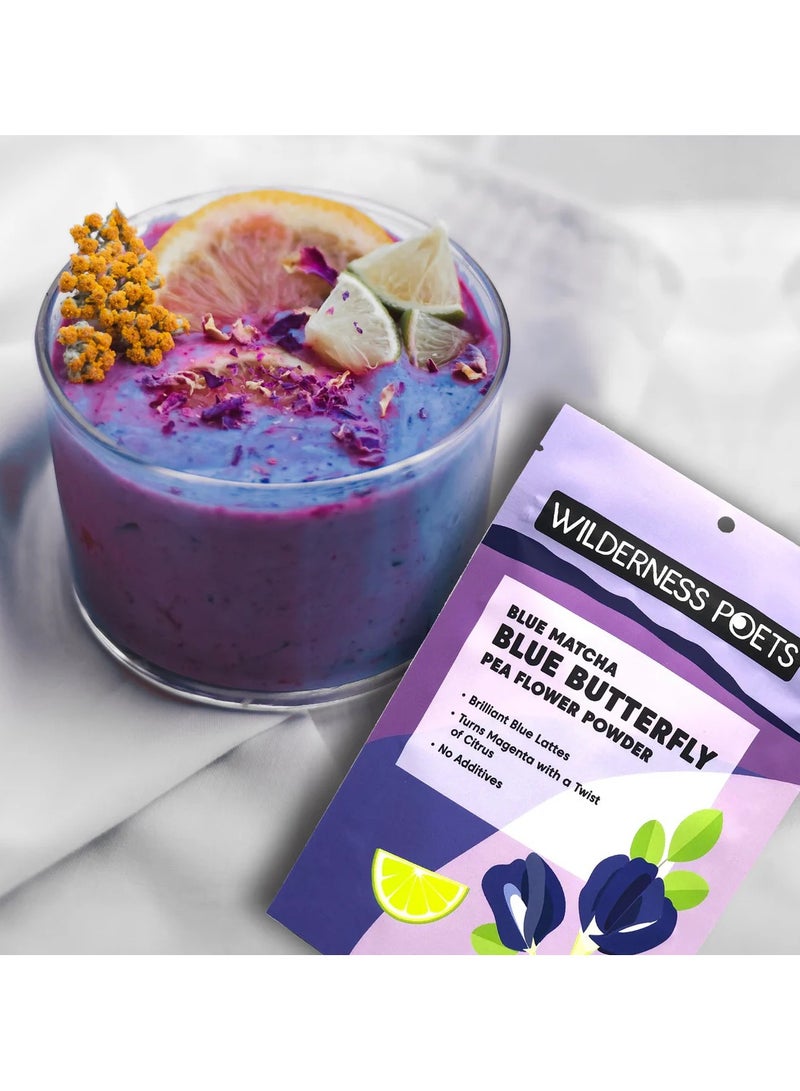 Wilderness Poets 2 Packs of Organic Blue Matcha from Wilderness Poets – Vegan Blue Tea from Butterfly Pea Flower Powder – Free from Additives, Sugar, and Gluten  - Image 4