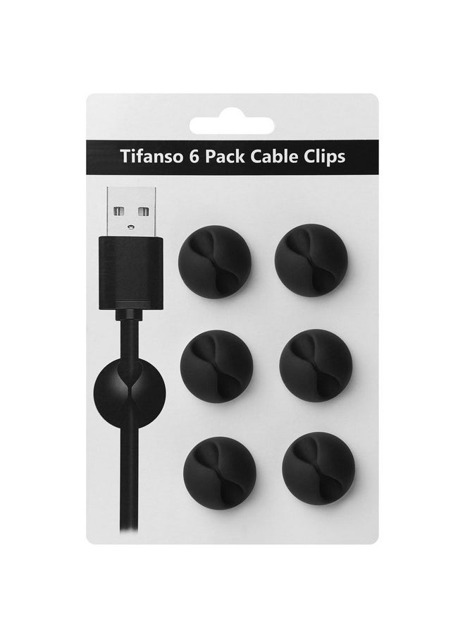 tifanso tifanso 6PCS Cable Clips Black - Adhesive Cord Cable Holder Wire Organizer for Desk, Cord Clips, Cord Cable Clip, Wire Holders for Cords, Nightstand, Home and Office  - Image 1