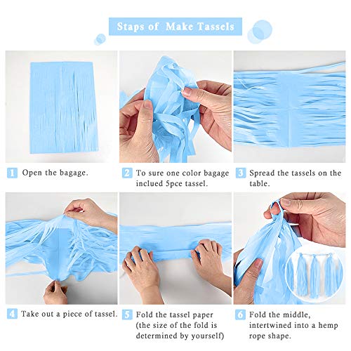 Binpeng 9.8in Tissue Paper Tassel DIY Hanging Paper Decorations Party Garland for Parties, Weddings, Festivals, Baby Showers - 20PCS (Royal Blue 25cm) - Image 4