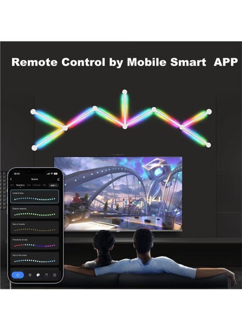 Arabest 9 LED Light Lines Smart WiFi LED Wall Light Lines 16M+ Color LED Dimmable Music Sync Gaming Room Bedroom Led Home Wall Decor Light Bars Kit Work Dual mode Symphony Wall Light Plastic Multicolor - Image 4