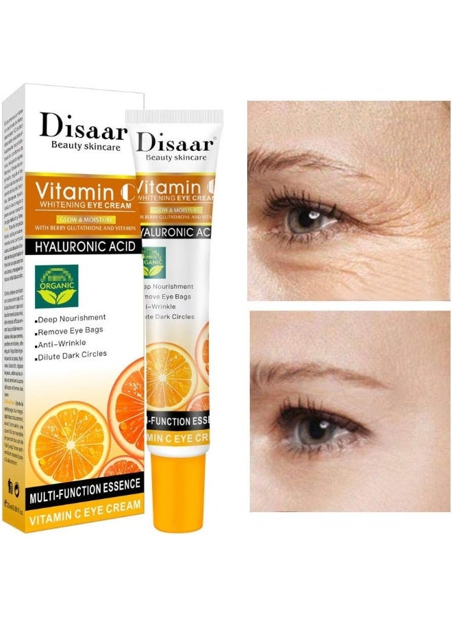 Disaar Vitamin C Eye Whitening Cream 25ml – Brightens Dark Circles, Reduces Puffiness, Fights Fine Lines & Wrinkles, Deep Hydration & Nourishment, Firms & Improves Skin Elasticity Around the Eyes, Suitable for All Skin Types - Image 2