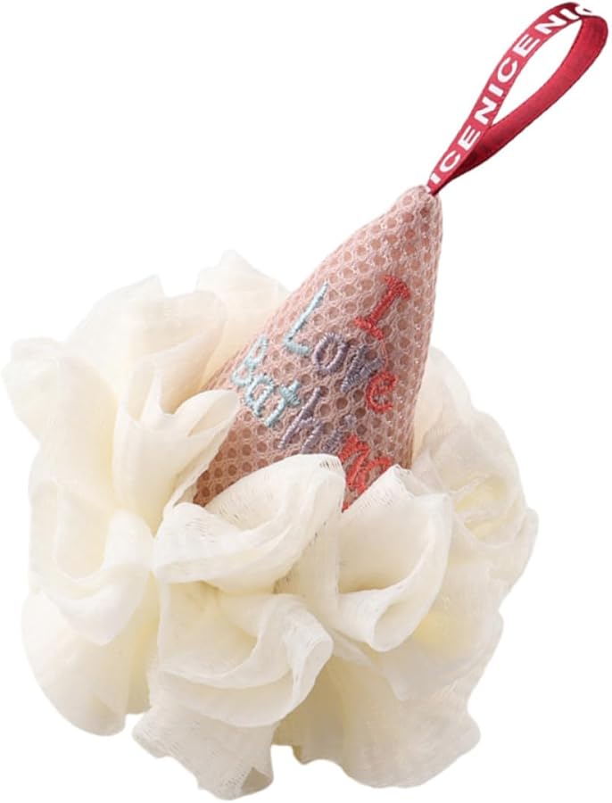 Veemoon Ice Cream Mesh Exfoliating Bath Sponge Shower Pouf Foaming Body Scrubber - Image 1