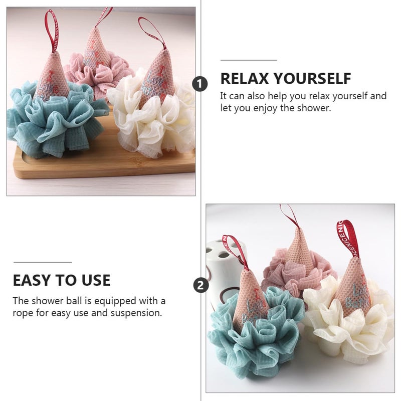 Veemoon Ice Cream Mesh Exfoliating Bath Sponge Shower Pouf Foaming Body Scrubber - Image 5