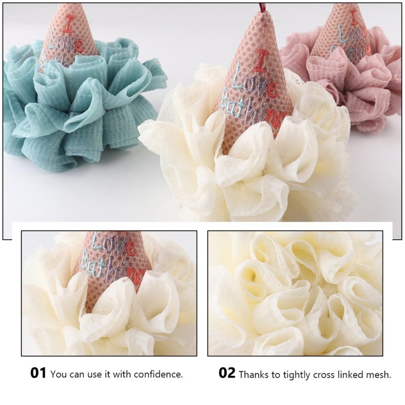 Veemoon Ice Cream Mesh Exfoliating Bath Sponge Shower Pouf Foaming Body Scrubber - Image 4