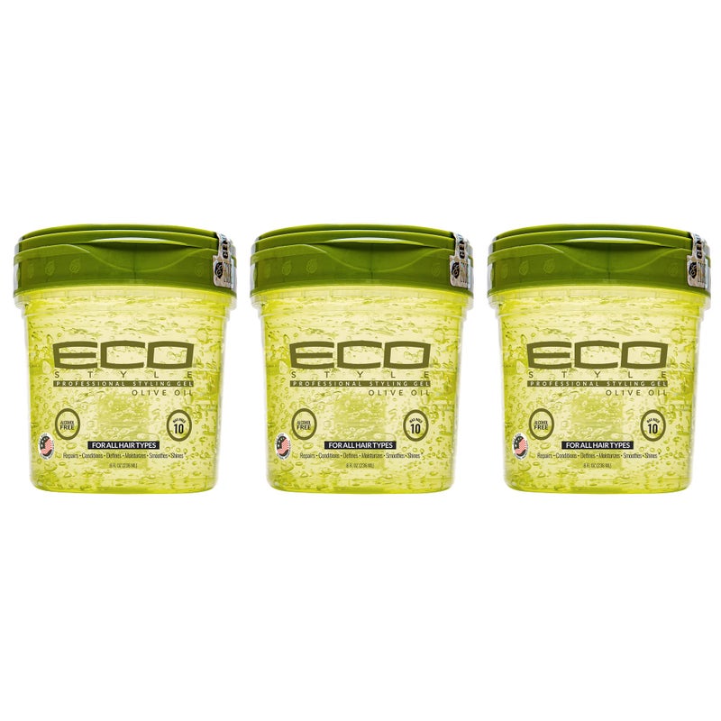 Eco Style Olive Oil Professional Styling Hair Gel, 16 oz (Pack of 3) - Image 1