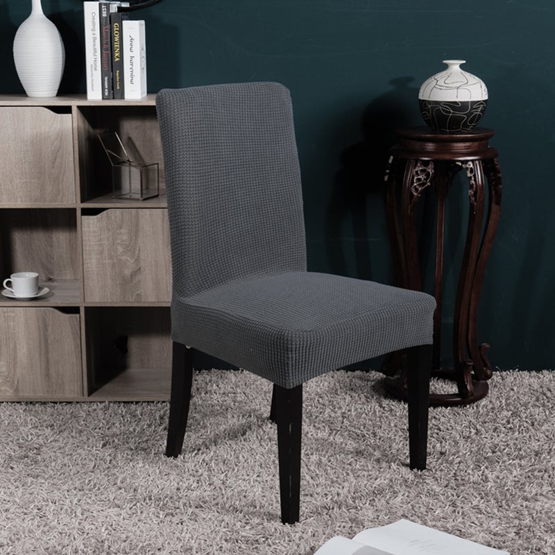 6pcs Dining Chair Stools Cover Elastic Stretchy Seat Protective Case Full Cover Removable Chair Cover for Home Room Office(Grey) - Image 3