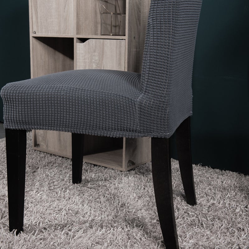 6pcs Dining Chair Stools Cover Elastic Stretchy Seat Protective Case Full Cover Removable Chair Cover for Home Room Office(Grey) - Image 4