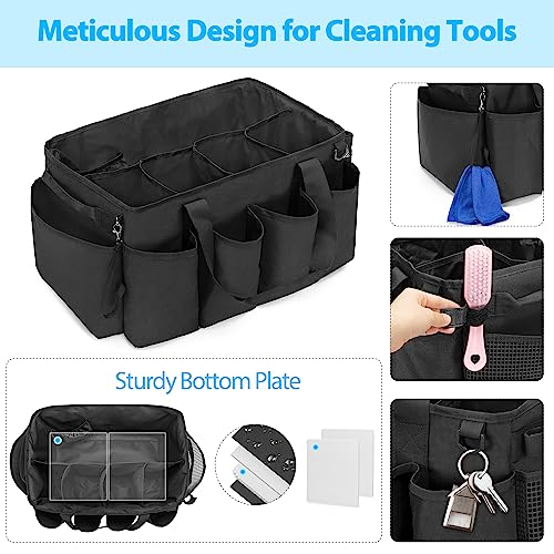 HODRANT Extra-Large Cleaning Caddy, Organizer with Handles for Cleaning Tools & Products Storage, Large Capacity Tote Bag for Car, Home & Housekeeping Work, Black - Image 4