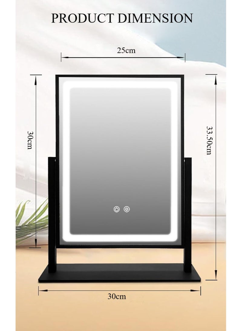 Rechargeable Vanity Mirror with Light Black 25x30cm - Image 2