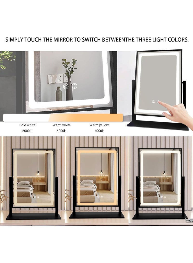 Rechargeable Vanity Mirror with Light Black 25x30cm - Image 3