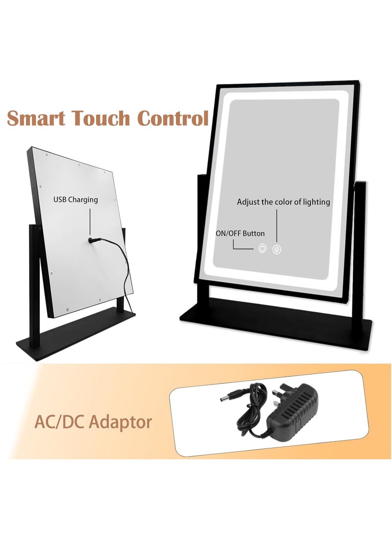 Rechargeable Vanity Mirror with Light Black 25x30cm - Image 4