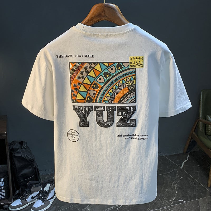 2023 New Short-Sleeved T-Shirt Men'S American Style Trendy Brand All-Match Breathable Loose Printed Instagram Style Trendy Top For Youth - Image 1