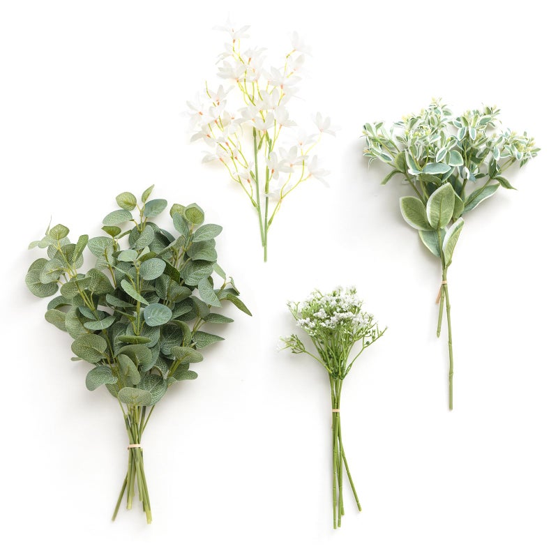 Ling's moment Lings Moment Artificial Greenery Stems Box Set 15pcs with 4 Kinds of Faux Greenery Picks for DIY Bridal Bouquets Wedding Floral Arrangement Table Centerpieces Tender Green  Sage Green 