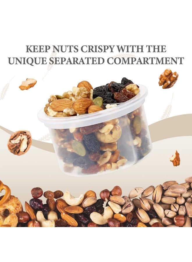 SOLIGT 2 Pack Overnight Oats Containers with Lids, Folding Spoons and Divided Compartments for Fruit & Nuts, Small Glass 16oz Mason Jars for Oatmeal Yogurt Parfait (2 Set-Oat White/Oat White) - Image 2