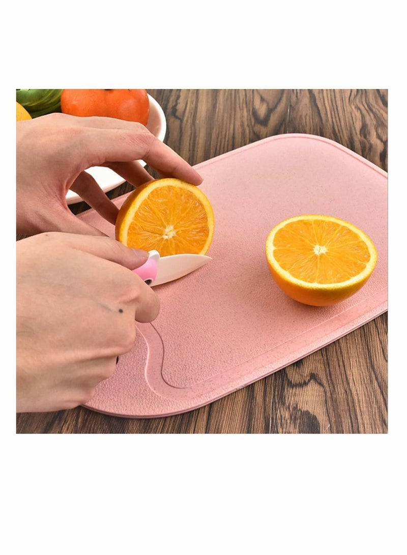 نيبمينينت Mini Kitchen Cutting Board Mats Small Fruit Wheat Straw Plastic Boards, Juice Grooves, Thicker Boards Easy Grip Handle, Non Porous(13 Inch x 8.5 Inch) 3 Pack - Image 2