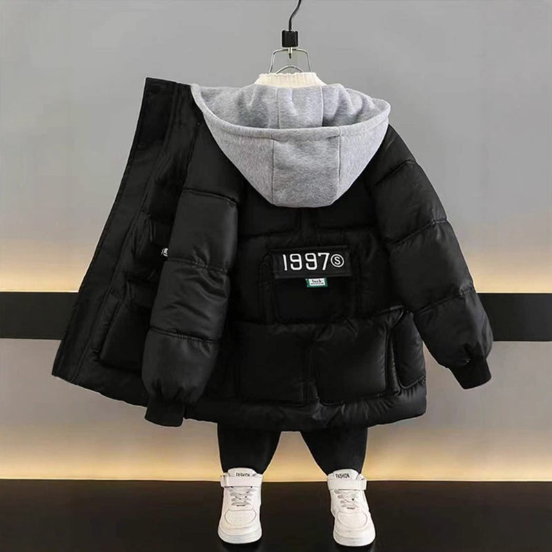 [Wash-Free Lambskin] Boys' Export Velvet Down Cotton Outwear, Winter Outwear, Cotton-Padded Jacket, Kidsren'S Thick Cotton Outwear - Image 5