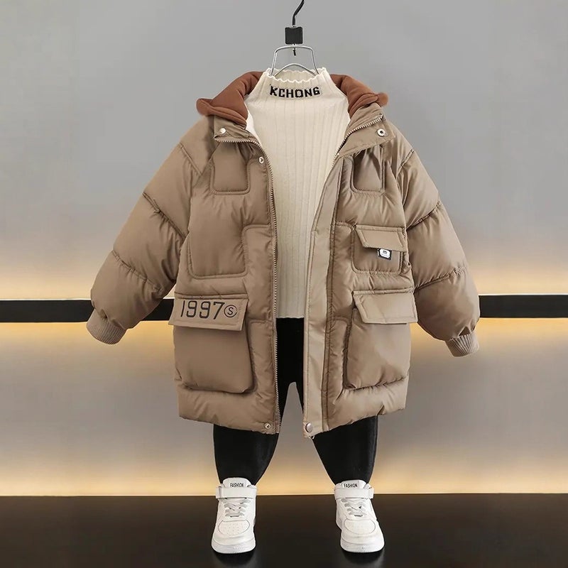 [Wash-Free Lambskin] Boys' Export Velvet Down Cotton Outwear, Winter Outwear, Cotton-Padded Jacket, Kidsren'S Thick Cotton Outwear - Image 2
