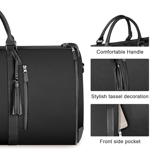 Ytonet Garment Bags for Travel, Convertible Garment Duffle Bags with Shoe Pouch, Large Carry on Garment Bag for Women, 2 in 1 Hanging Suitcase Suit Travel Duffel Overnight Bags, Black - Image 5