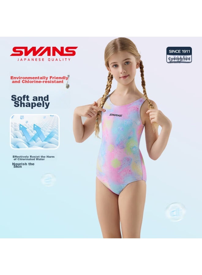 Speed Vision Swans Children's Swimsuit, Girls' Training Swimwear, Triangle One-piece Professional Swimsuit For Girls, 233 140 - Image 2