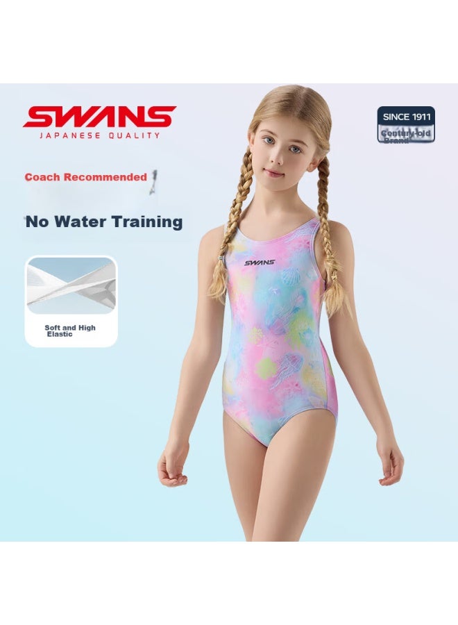 Speed Vision Swans Children's Swimsuit, Girls' Training Swimwear, Triangle One-piece Professional Swimsuit For Girls, 233 140 - Image 1