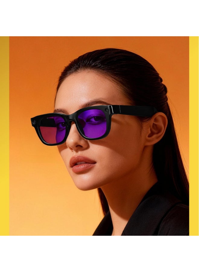 ZESITH Purple AI Smart Glasses, 8MP HD Camera, Anti-Shake Video, Real-Time Translation, Wireless Call, Music Playback - Image 2