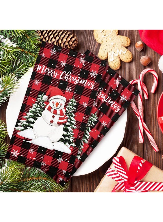Whaline 100Pcs Christmas Guest Napkins Disposable Red Black Buffalo Plaid Paper Napkins Winter Xmas Snowman Decorative Hand Towels for Home Kitchen Restaurant Tableware Decor - Image 4