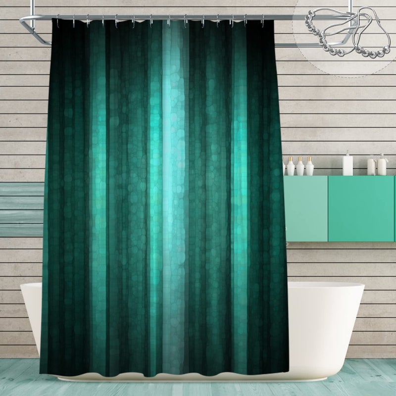 Gibelle Teal Shower Curtain  Cool Glass Texture Ombre Turquoise Shower Curtain  Abstract Modern Waterproof Fabric Bathroom Shower Curtain Set with Hooks  72 x 72
