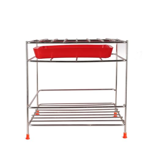 Homeor Stainless Steel Round Surface Matka Stand for Water Pot with Tray, Pot Stand for Kitchen Utensils, Steel Matka Stand for Kitchen, Water Pot Stand for Kitchen with Anti-Slip Feet, 8 X 7.5 Inch - Image 5